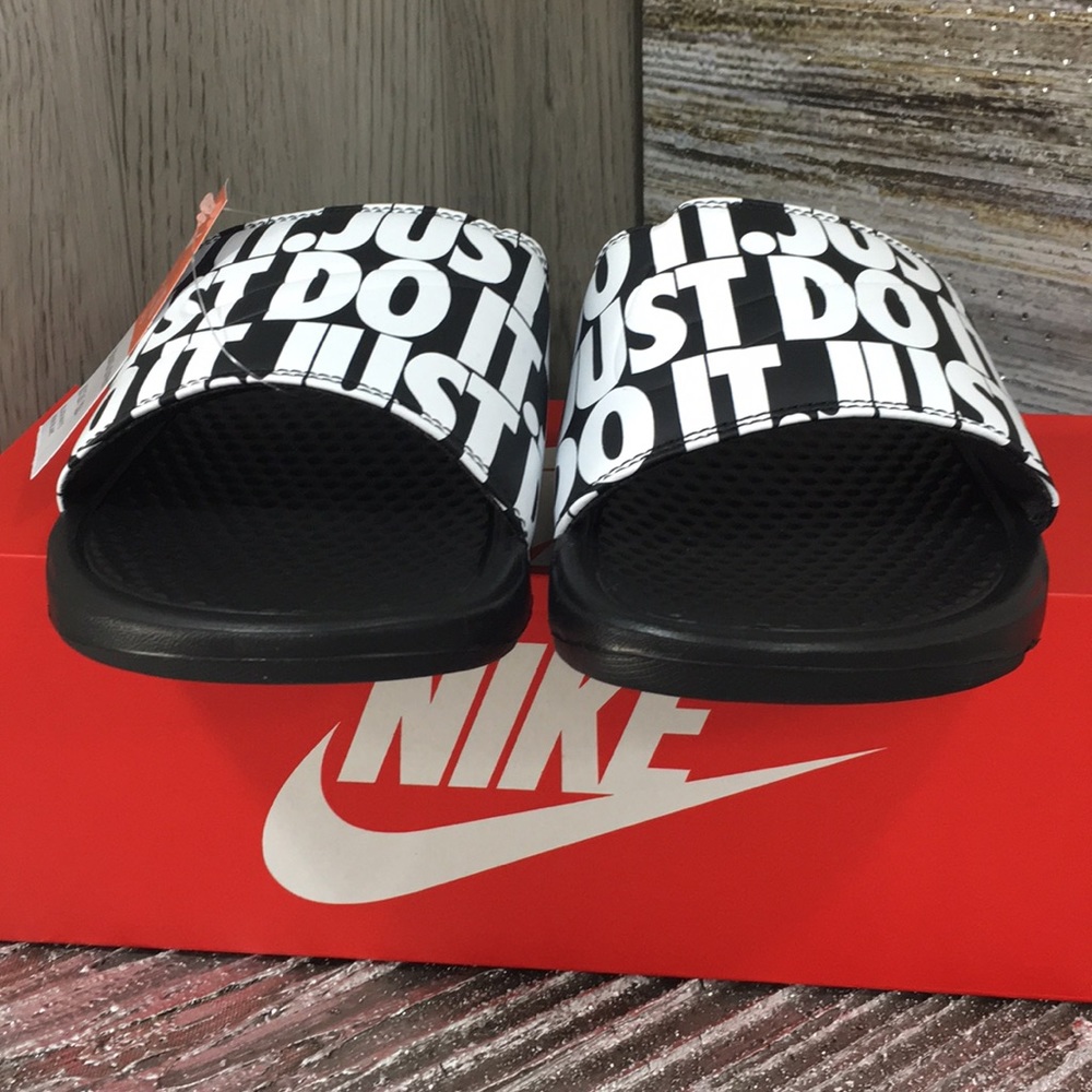 Nike Benassi JDI PRINT men’s slides black/white - Picture 5 of 8